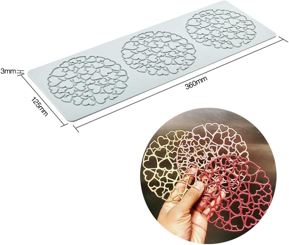 Hollow Leaf Silicone Molds Lover Heart Chocolate Molds Geometry 3D Silicone Mould Chocolate Candy Leaf Mold Sugar Craft Cake Decoration Cupcake Top (N_Heart_14.4 * 5 * 0.12inch)