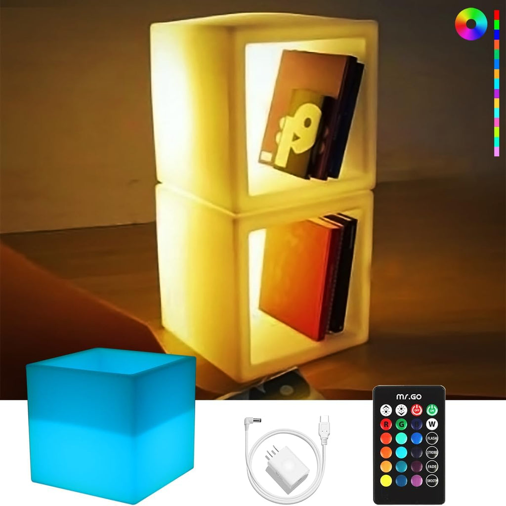 Mr.Go 16" Hollow LED Light Cube, RGB Glowing Storage Container & Ice Bucket