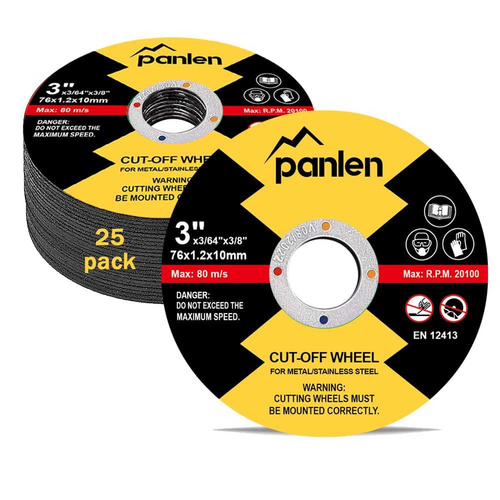 25 Pack 3" X3/64X3/8 Cut Off Wheels for Metal, Rotary Tool Cut Off Discs