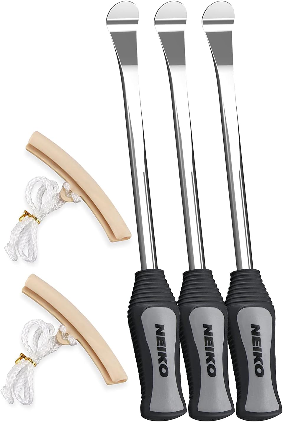 NEIKO 20600A Tire Spoon Levers, Repair Tool Kit, 11 1/2-Inch Hardened Steel Irons, 2 Rim Protectors, 5-Piece Tire Levers Set, Tire Changing Tool, Small Tire Tools