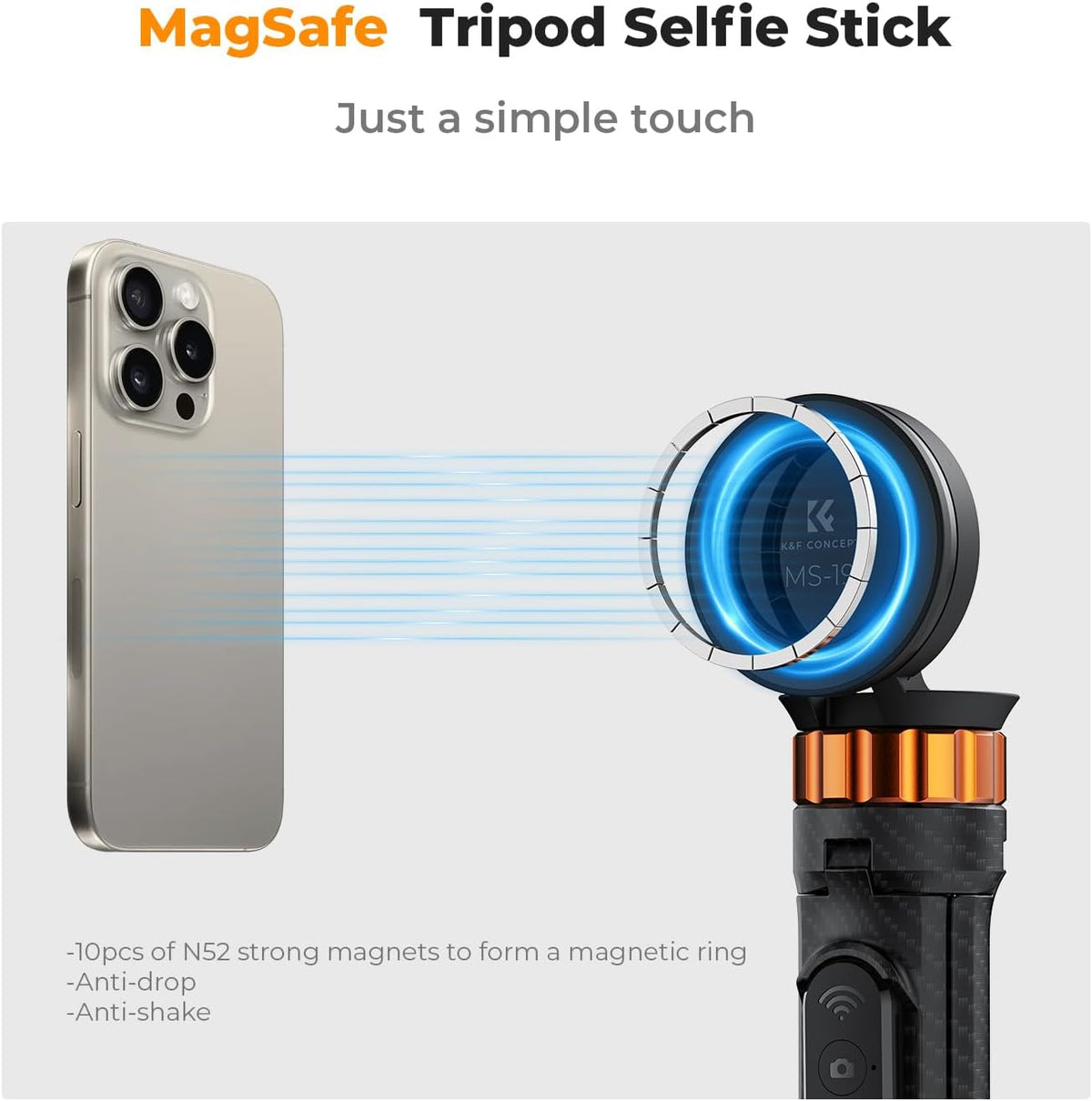 K&F CONCEPT 63'' Magnetic Selfie Stick Tripod