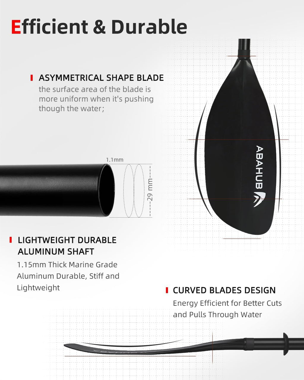 Abahub 210-230cm/230-250cm Adjustable Kayak Paddle for Kayak,Boating