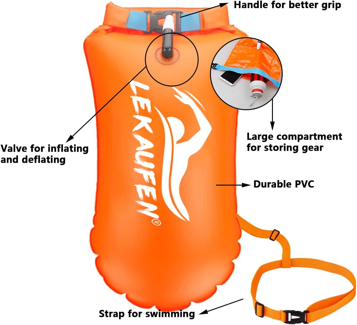 Swim Buoy for Open Water, 20L Inflatable Swim Safety Float