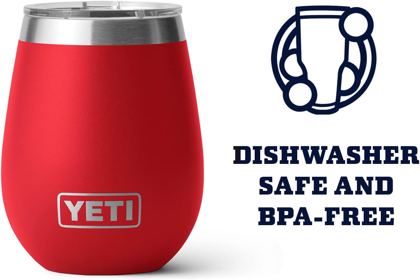 YETI Rambler 10 oz Wine Tumbler, Vacuum Insulated, Stainless Steel with MagSlider Lid, Rescue Red
