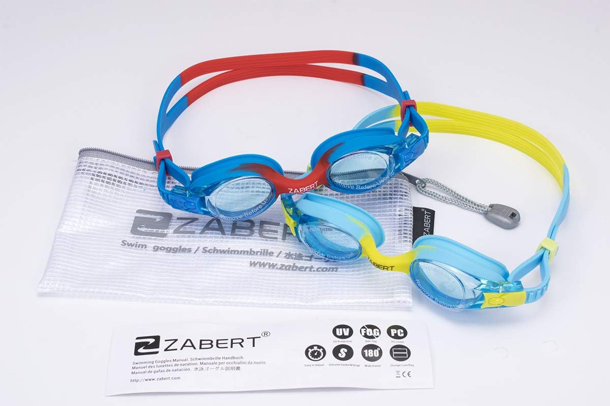 K20 Swimming Goggles for Kids Girls Boys Age 3-10 Years Old, Anti-fog 100% UV Protection with Travel Bag