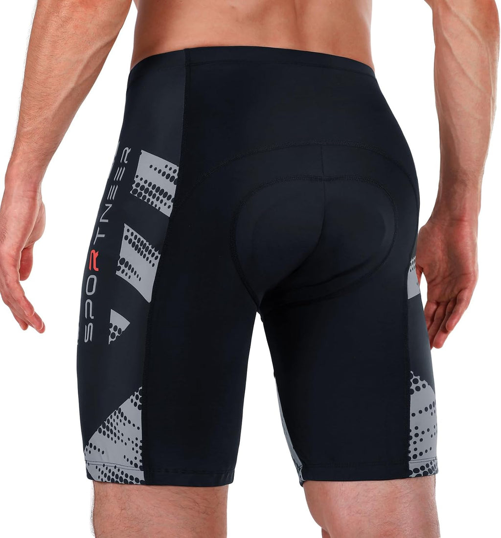 Sportneer Padded Bike Shorts for Men 4D Padding Mens Bicycle Cycling Biking Shorts UPF 50+ Breathable
