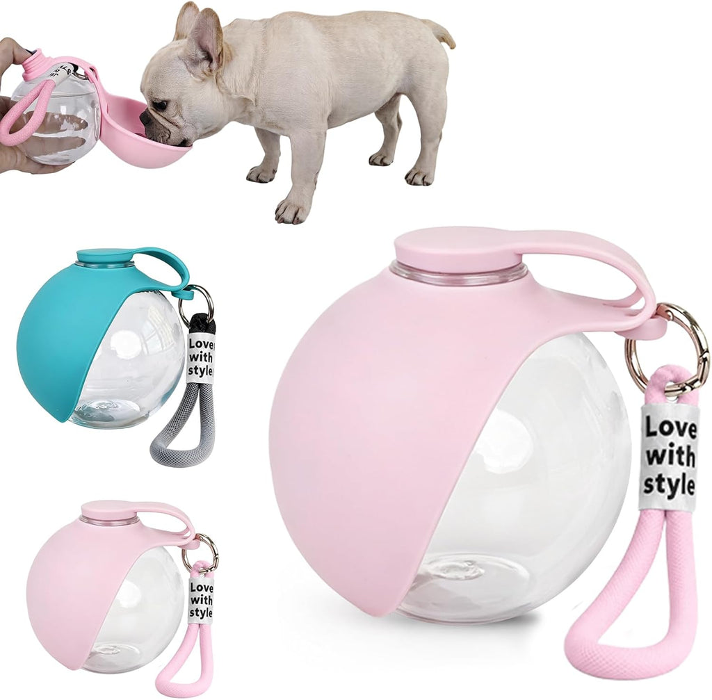 Portable 10oz Dog Water Bottle, Leakproof Cup with Folding Silicone Bowl
