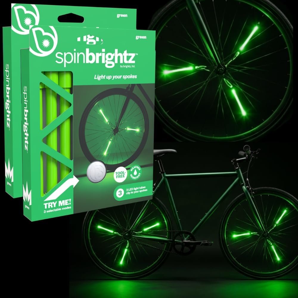 Brightz SpinBrightz LED Bike Spoke Lights, 2-Pack - Bike Wheel Lights for Kids & Adults - Clip-On Bicycle Spoke Light - Weather Resistant - Batteries Included
