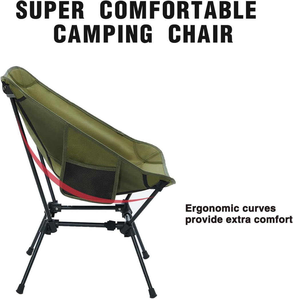 MOON LENCE Portable Camping Chair Backpacking Chair - The 4th Generation Ultralight Folding Chair - Compact, Lightweight Foldable Chairs for Hiking Mountaineering, Beach (Green-2Pack)
