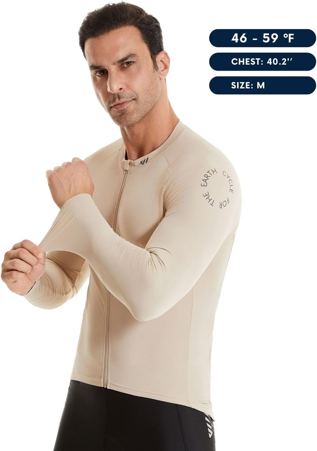 Wulibike Cycling Jersey Men Long Sleeve, Road Bike Jerseys Full Zipper with Pockets, Suitable for Spring and Autumn
