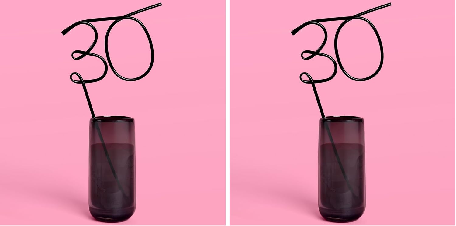 xo, Fetti 30th Birthday Party XL Black 30 Straw | Bday Decorations, Thirty, Millennial Birthday Girl Gift, Bday Drinkware Supplies, Funny Gag Gift, 30 Flirty and Thriving (Pack of 2)