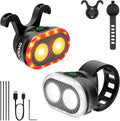 Bike Lights Front and Rear, Smart Headlight and Tail Light, 11+20 Modes Brake Sensing Bicycle Back Lights USB Rechargeable Bike Lights Set, Waterproof IP6, Cycling Safety Accessories