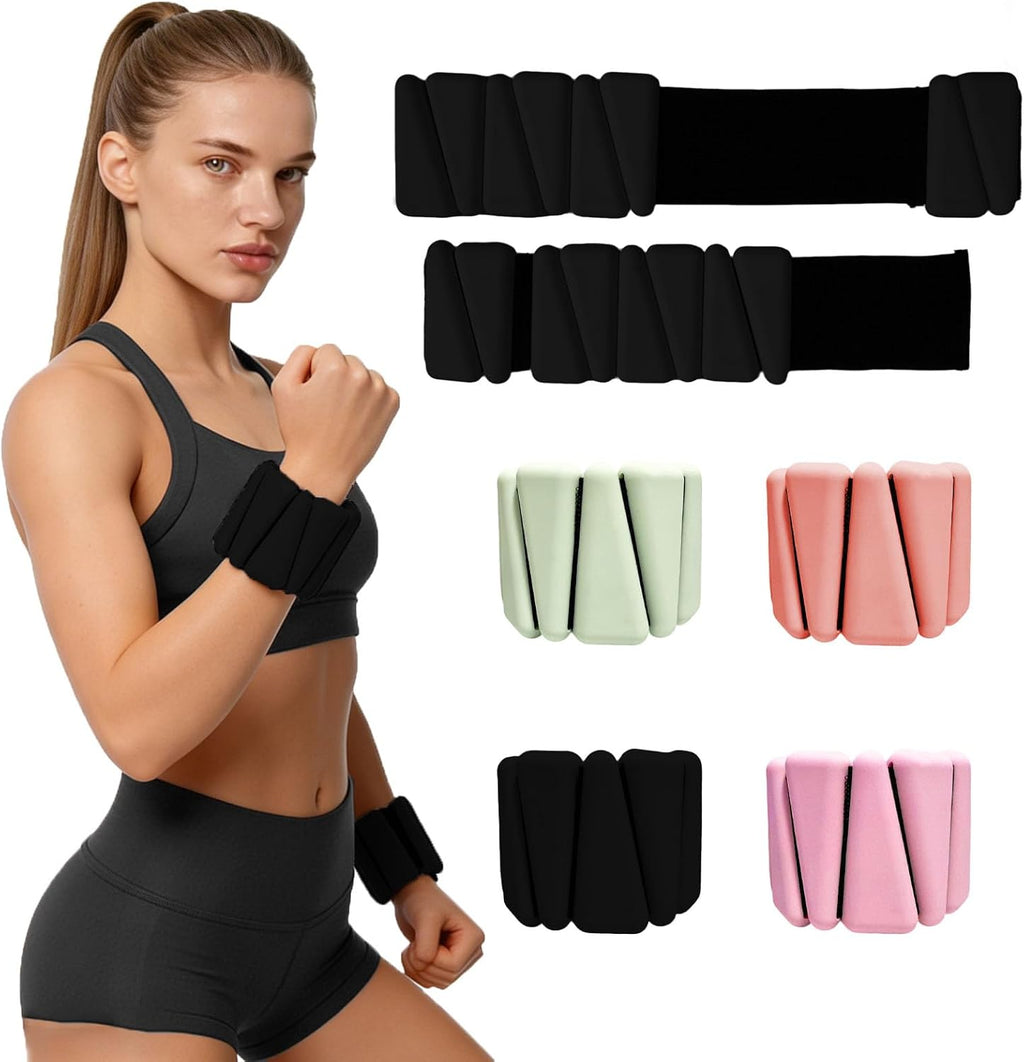 Wrist Weights set for Women, 2 sets of 1 lb each, Silicone Ankle & Wrist Weights for Women & Men, Adjustable Weight fit for Yoga, Dance,Hiking, Jogging,Pilates, Aerobic Exercise and Strength Exercise
