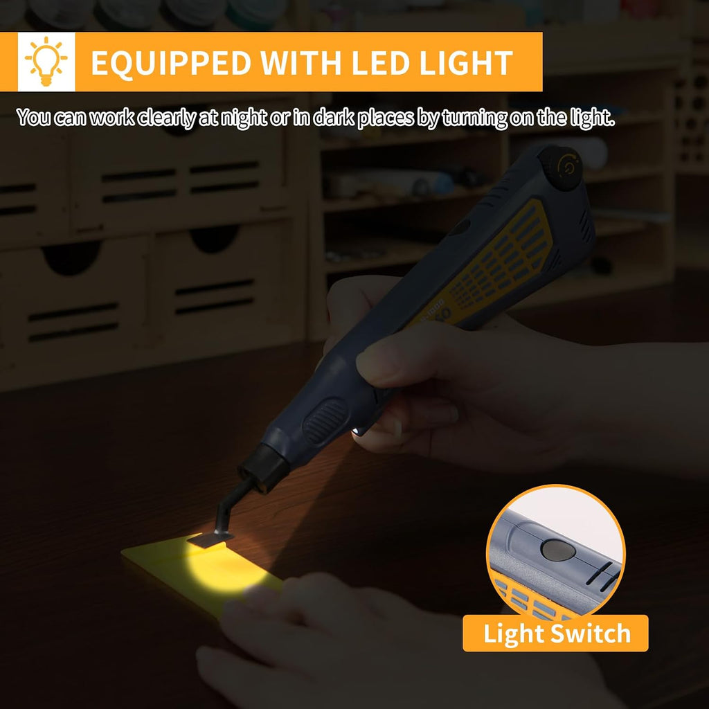 Cordless Pen Sander, Variable Speed and USB Charging with LED Light, Multi-Purpose Power Tool for Sanding, Polishing, Finishing, DIY Crafts, Blue