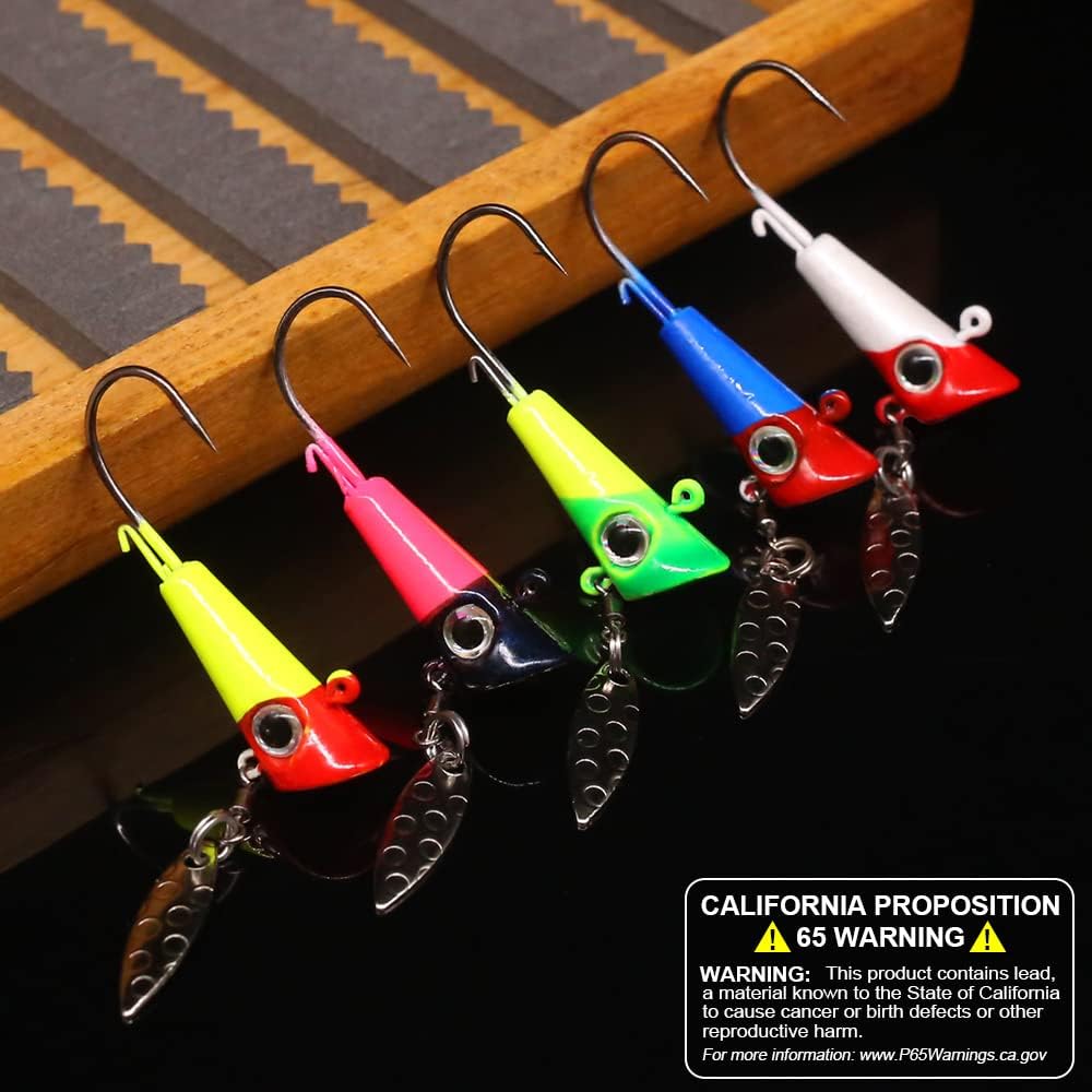 Shad Darts Fishing Lures Dart Head Jig Underspin Bucktail Hair Jigs Head for American Shad Bass Walleye Crappie Panfish 1/16oz 1/8oz 1/32oz 1/4oz 25 Pack
