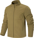 FREE SOLDIER Men's Waterproof Softshell Jacket Lightweight Fleece Lined Jacket Outdoor Hiking Windbreaker