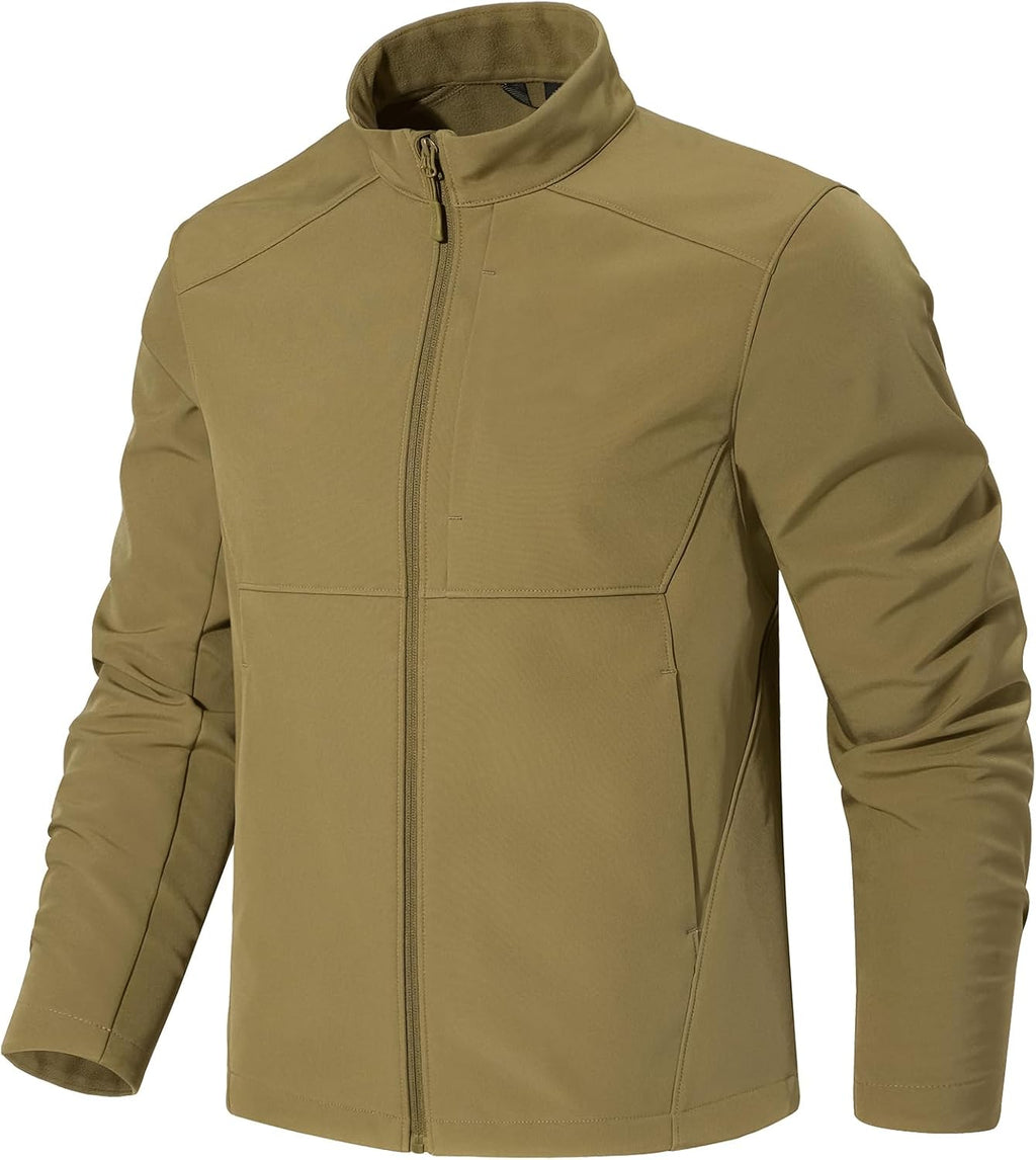 FREE SOLDIER Men's Waterproof Softshell Jacket Lightweight Fleece Lined Jacket Outdoor Hiking Windbreaker