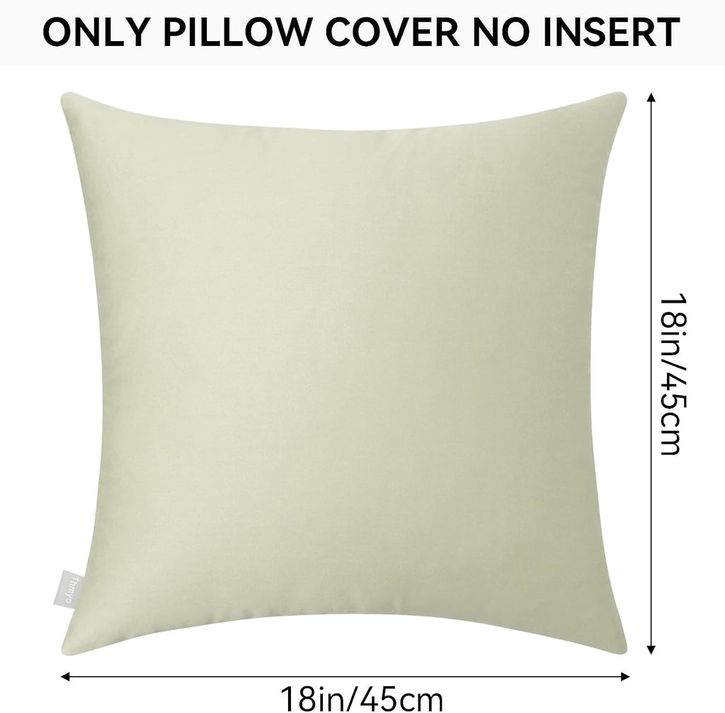 Thmyo 4-Pack 100% Cotton Comfortable Solid Decorative Throw Pillow Case Square Cushion Cover Pillowcase Sublimation Blank Pillow Covers DIY Throw Pillowcase for Sofa(18x18inch/45x45cm,Beige)