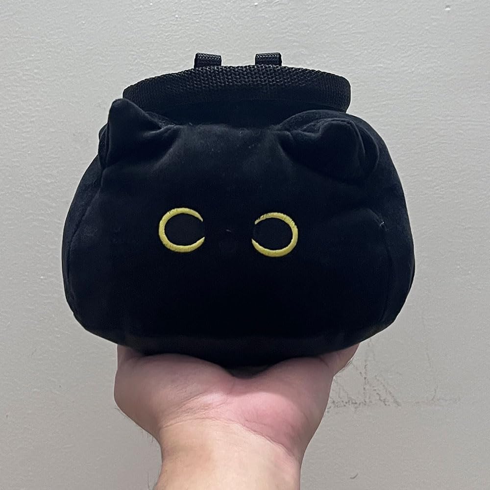 Black Cat Chalk Bag Rock Climbing Chalk Bag Suitable Bouldering Gym Indoor & Outdoor Climbing with Adjustable Belt