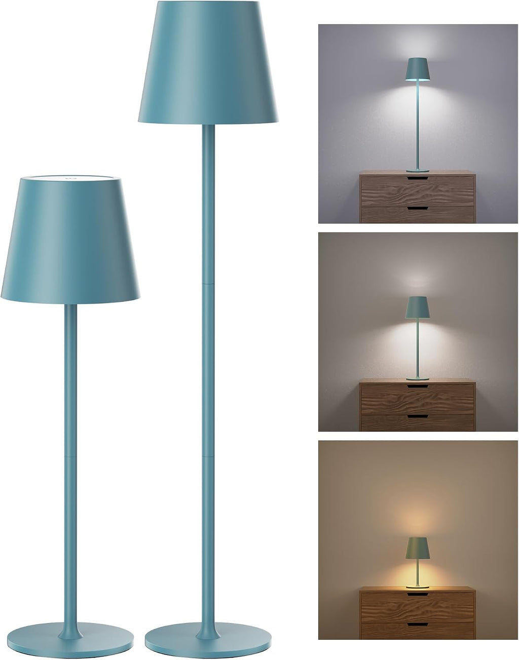 JACKYLED Cordless Table Lamps Rechargeable, 3 Adjustable Height, 5000 Capactiy Operated 3 Colors Smooth Dimming, Portab