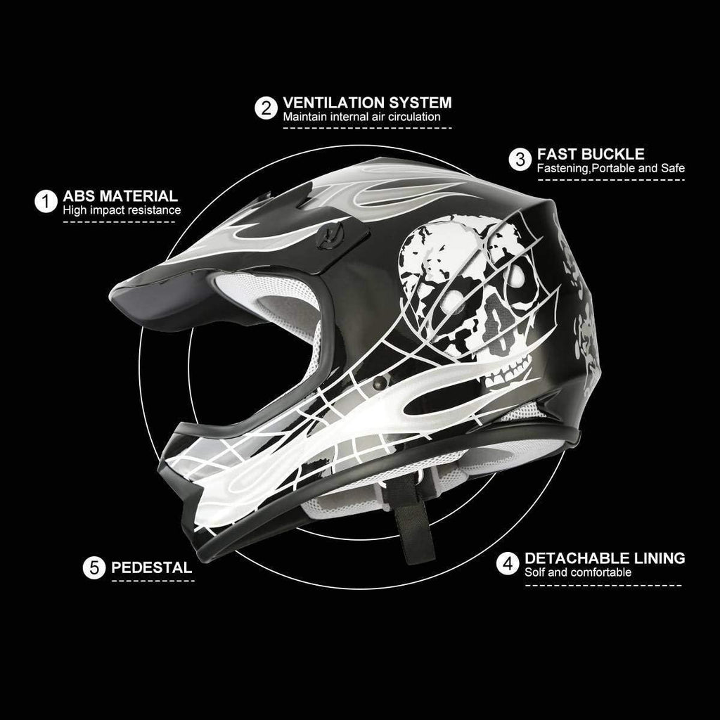 SLMOTO DOT Youth Kids Motocross Helmet Set Fit for Motorcycle Dirt Bike ATV