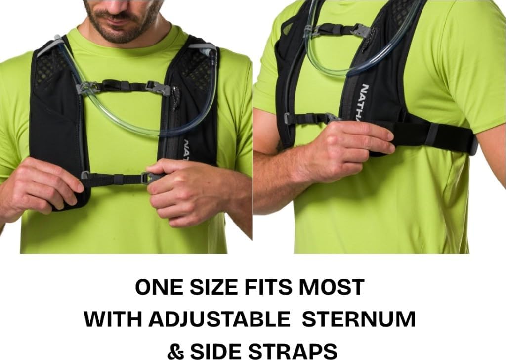 Nathan QuickStart Hydration Pack Vest with Bladder or flasks, Storage Pockets, Breathable Moisture-Wicking Fabric, Adjustable Straps for Running, Hiking, Walking, Marathons, Obstacle Races