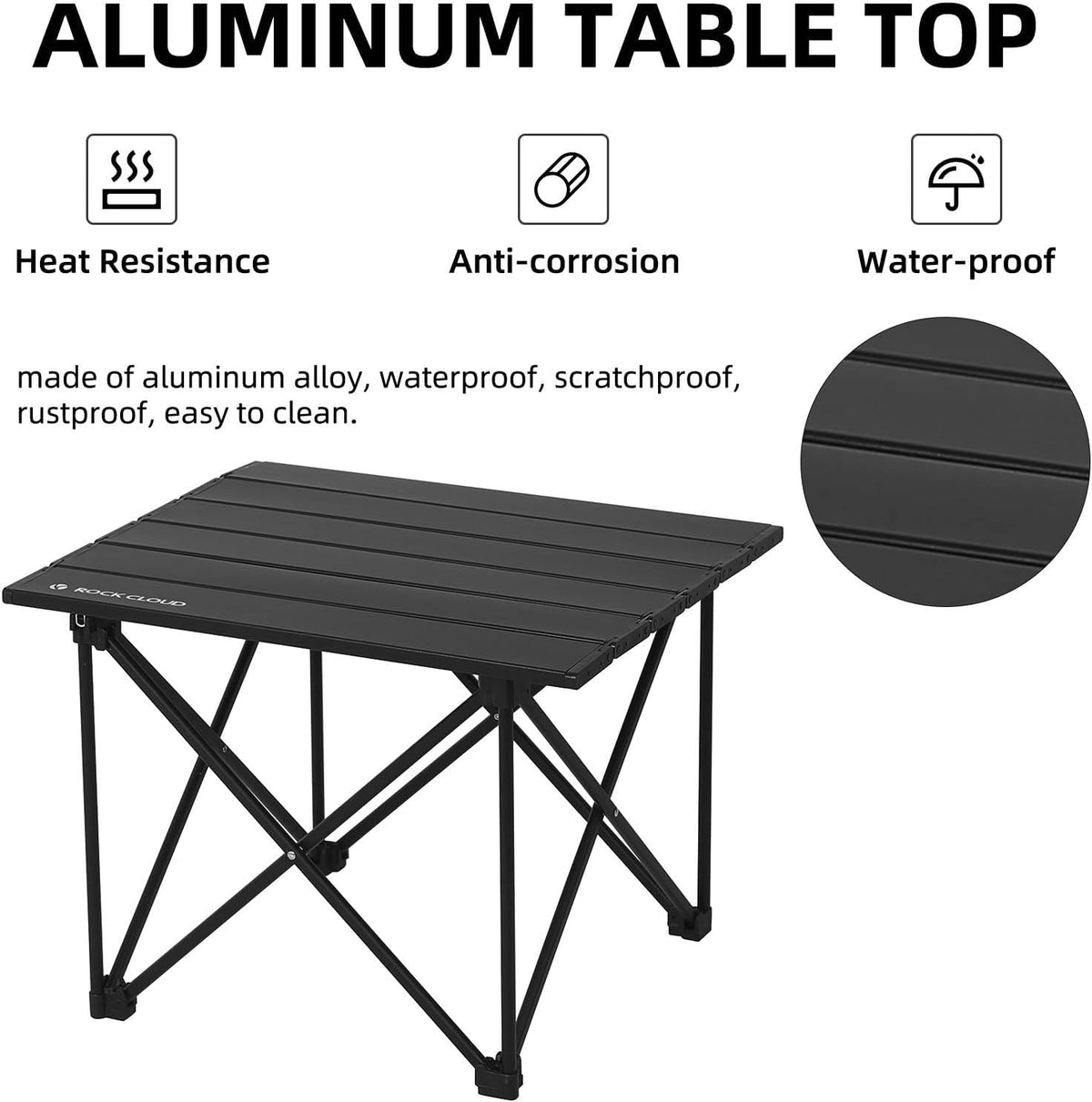 ROCK CLOUD Portable Camping Table Ultralight Aluminum Camp Table Folding Compact Beach Table for Camping Hiking Backpacking Outdoor Picnic