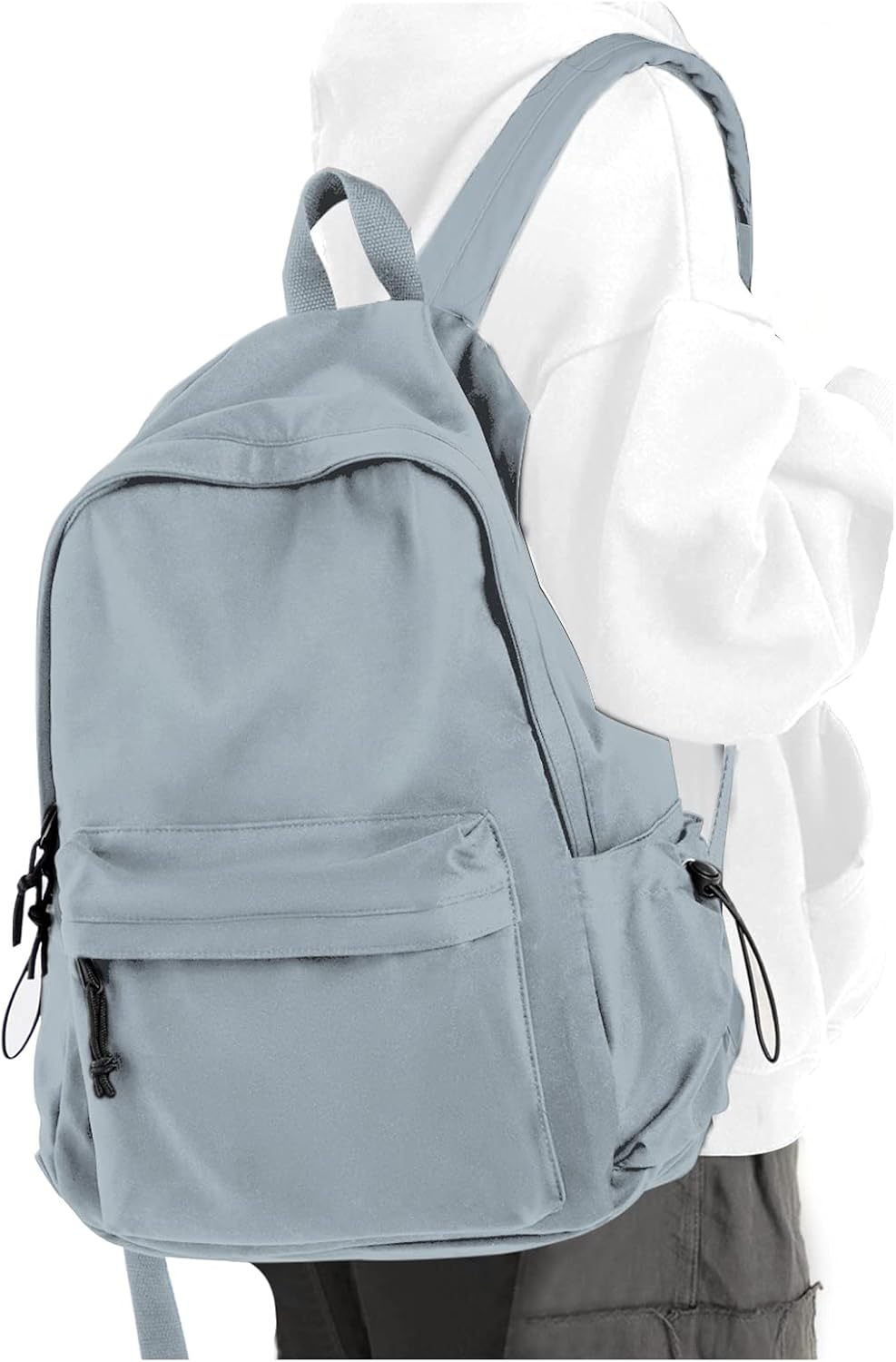 Black School Backpack for Girls Women Waterproof High School Book Bag Cute Backpack for Men Teens Boys, Lightweight Simple Middle School Back Pack Daypack