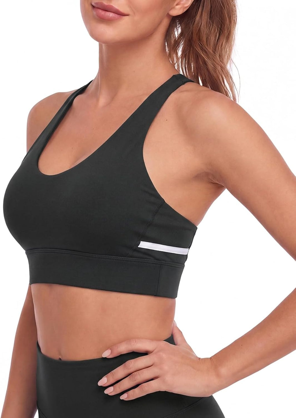 Aoysky Womens Strappy Sports Bra Padded Criss Cross Color Block Workout Top