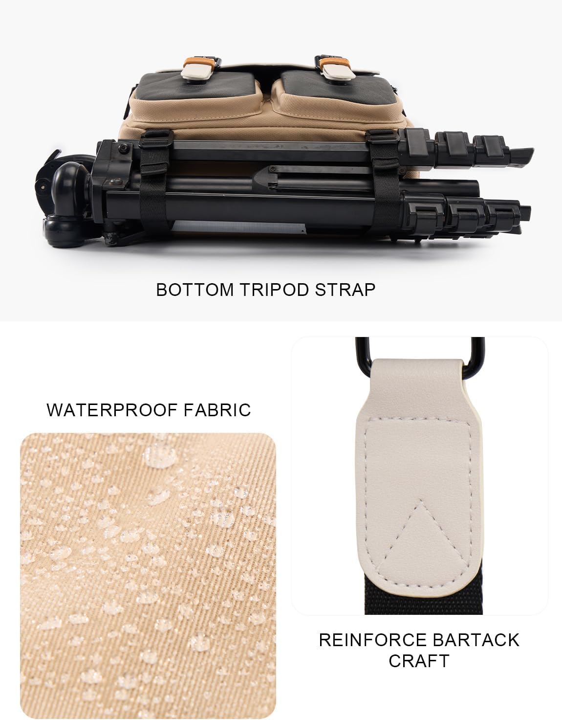 Cwatcun Midi Camera Sling Bag, Waterproof Crossbody Case with Tripod Holder
