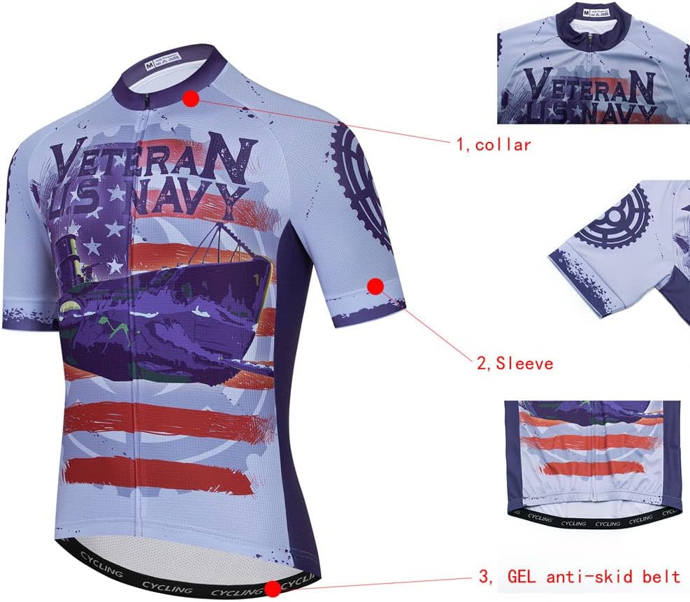 Men Cycling Jersey Set Cycle Short Sleeve Shirt and 3D Cushion Shorts Padded Suit Biking Top