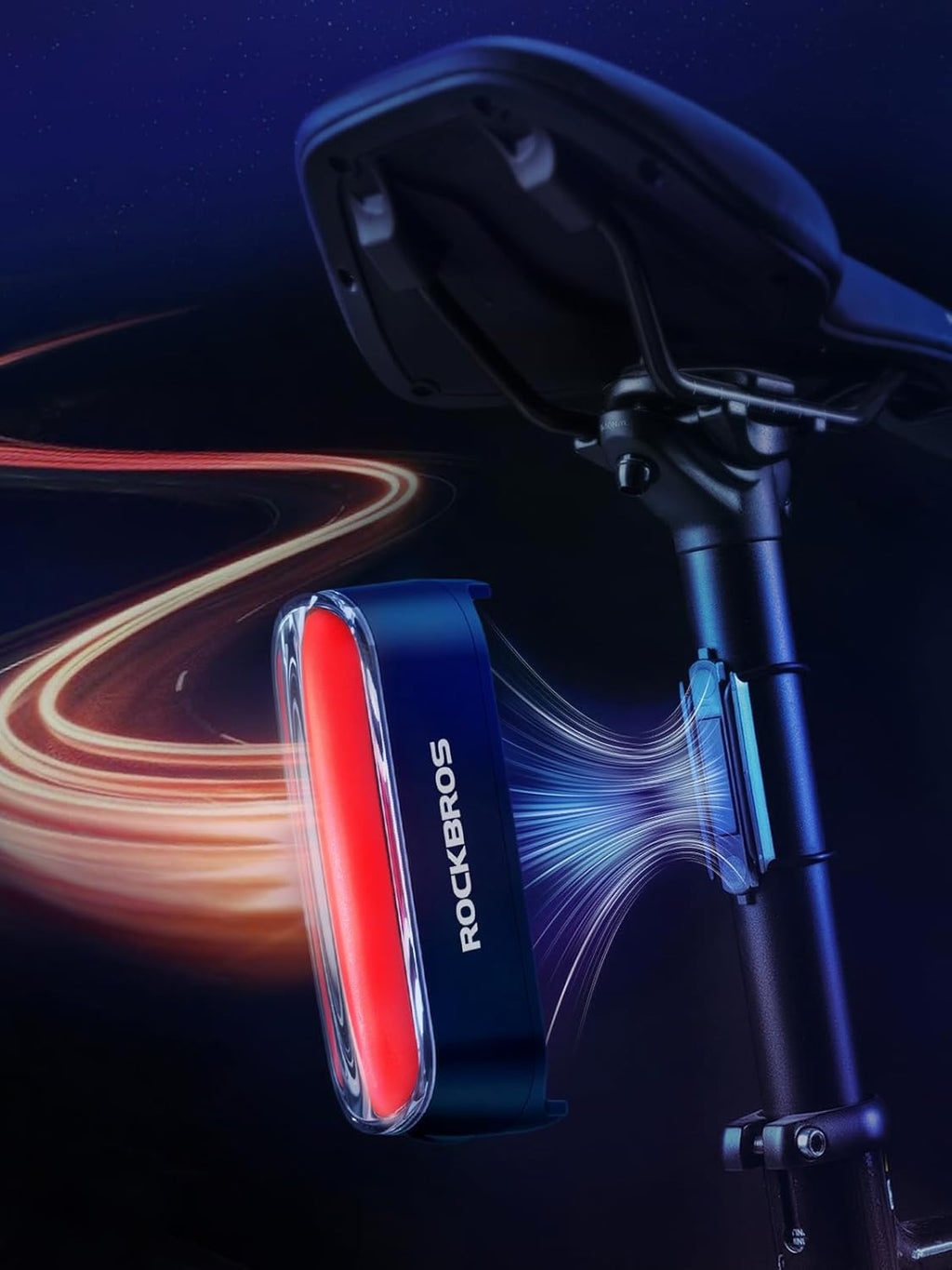 ROCKBROS Magnetic Bike Tail Light,Rechargeable,IPX6 Waterproof,7 Modes
