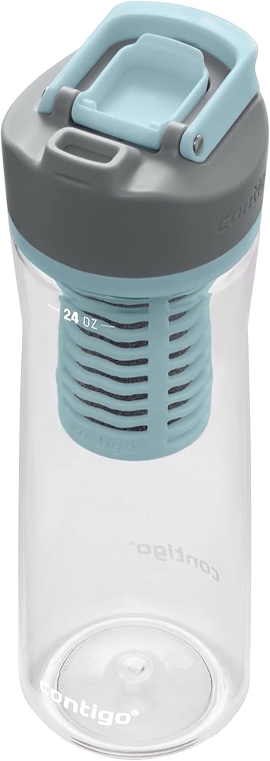 Contigo Clybourn Plastic FreeFlow Filter Water Bottle with AUTOSEAL spill-proof Lid 24oz., Salt