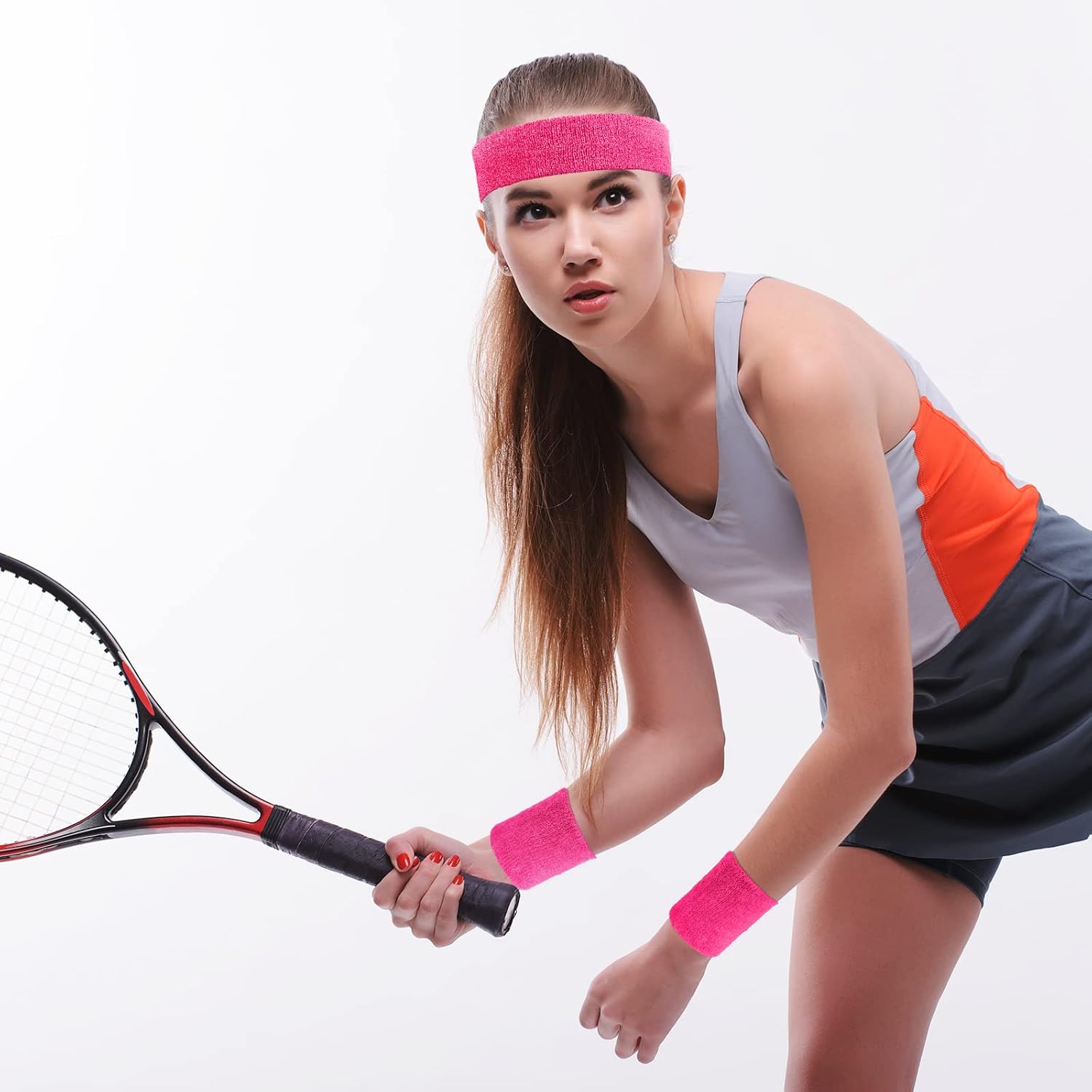 Civaner 12 Pcs Sweatbands Headbands Wristband Set Men Women