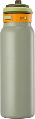 Fijinhom 24 oz Insulated Water Bottle, 2-in-1 Stainless Steel with Straw and Spout, Leak Proof,Fits in Car Cup Holder, 304 Stainless Steel with Wide Mouth, Great for Sports, Travel, Work (Green)