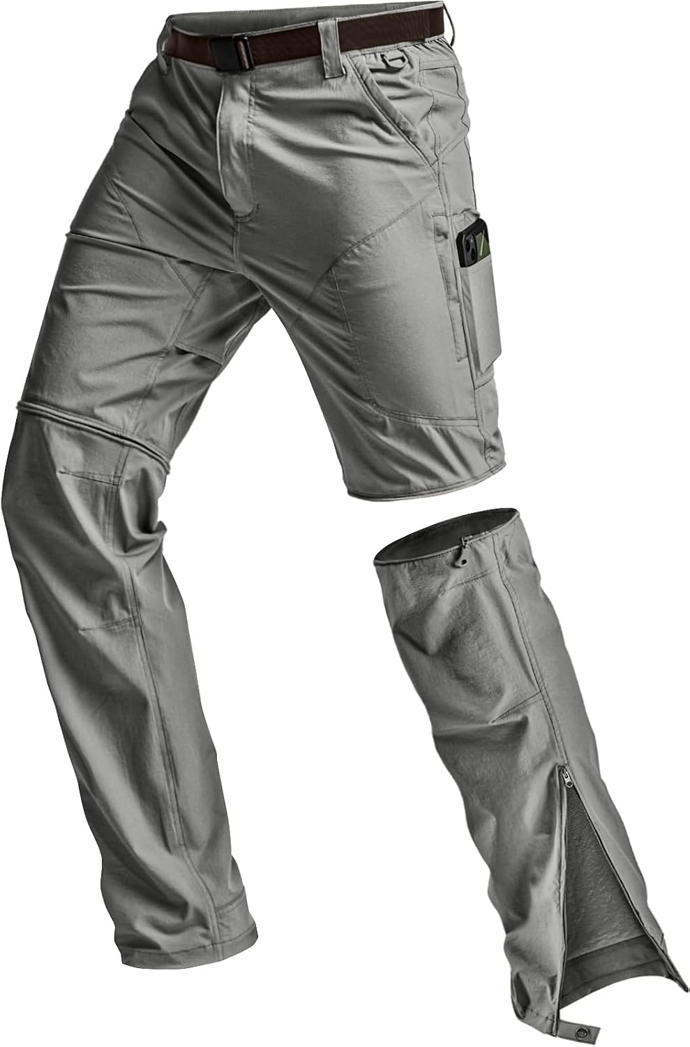 CQR Men's Convertible Cargo Tactical Pants, Water Resistant Outdoor Hiking Pants, Zip Off Lightweight Stretch Work Pants