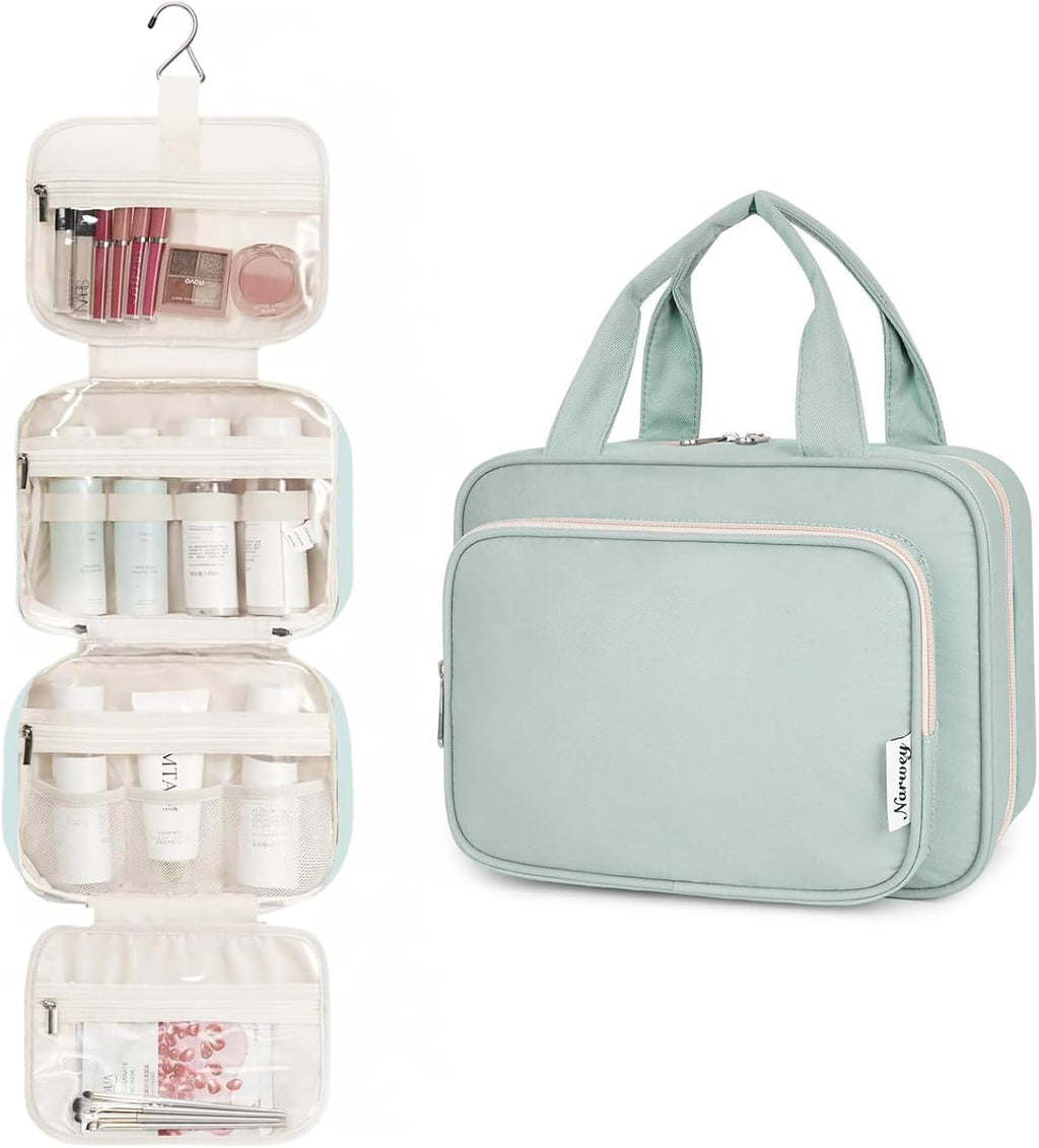Narwey Hanging Toiletry Bag for Women, Travel Makeup Cosmetic Organizer Bag