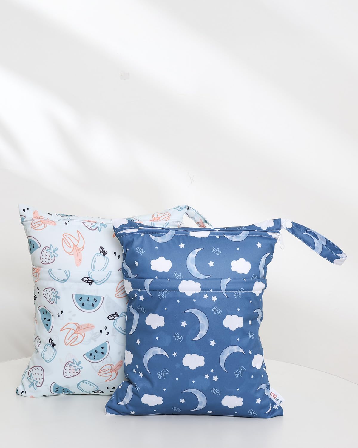 ALVA ALVABABY 2pcs Waterproof Wet Dry Bags,Reusable with Two Zippered Pockets,Baby Cloth Diaper,Travel,Beach,Pool,Daycare,Soiled Baby Items,Yoga Gym Bag,Swimsuits or Wet Clothes 2LW04