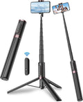 TONEOF 67" Cell Phone Selfie Stick Tripod,Smartphone Stand All-in-1 with Integrated Wireless Remote,Portable,Lightweight,Extendable for iPhone/Android(Black)