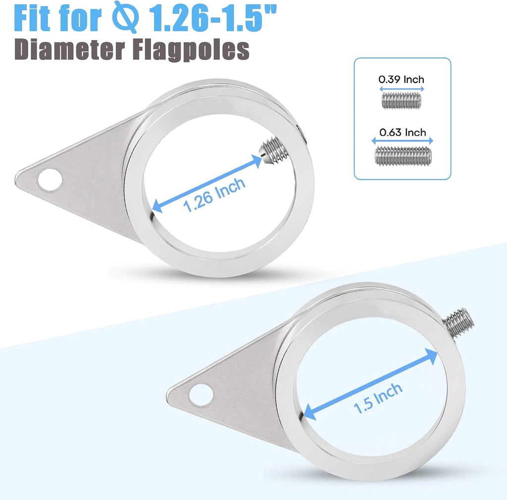 BONWIN 1.5" Flag Pole Rings, 2 Pcs Aluminum Alloy Spinning Flag Pole Ring Clips Swivels, 360° Rotating Anti Wrap Flagpole Ring Hardware with Stainless Steel Carabiners for 1.26-1.5" Diameter