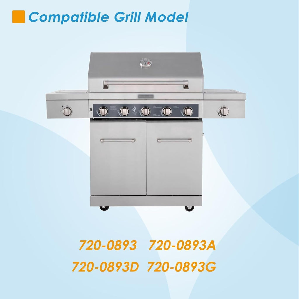 Replacement Kit for Kitchen Aid 720-0893 720-0893A 720-0893D 720-0893G, 7MM Stainless Steel Cooking Grates, Burners and Heat Plates for Kitchenaid Grill Replacement Parts 5-Burner Gas Grill