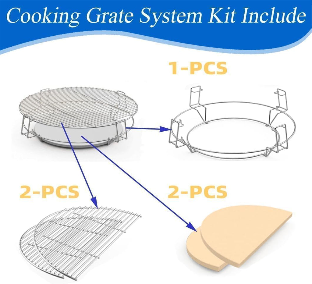 S24 (1-Pack) Cooking Grate System Grilling Accessory for Weber 22" Kettle Grill and Other Similar Size Kettle Grills