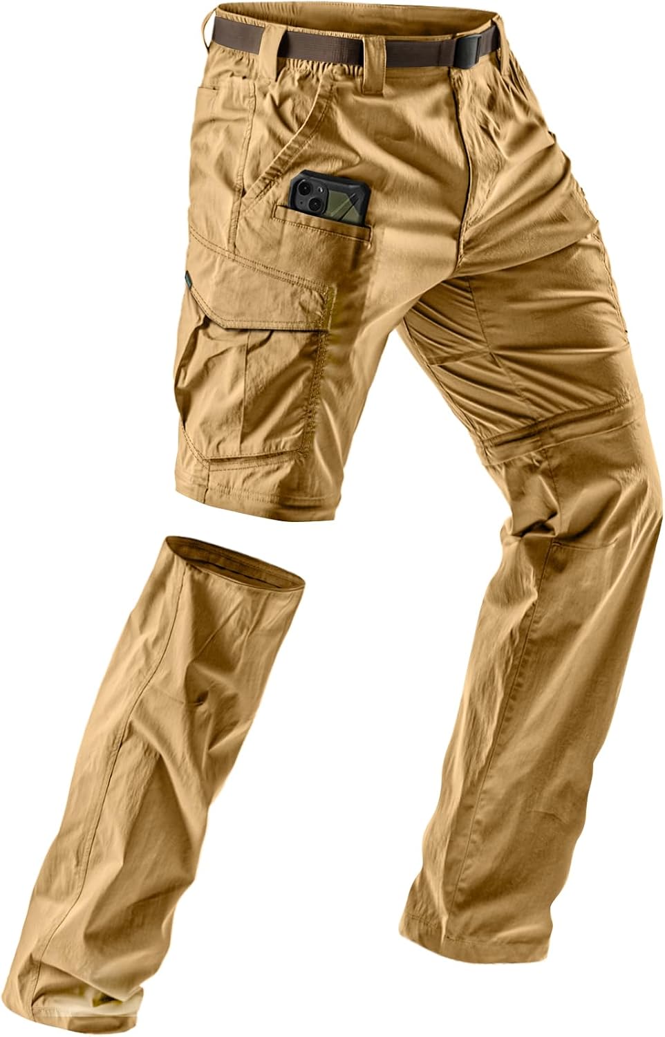 CQR Men's Convertible Cargo Tactical Pants, Water Resistant Outdoor Hiking Pants, Zip Off Lightweight Stretch Work Pants