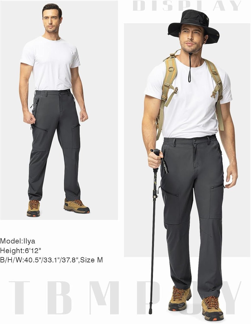 TBMPOY Mens Hiking Pants Lightweight Water Resistant Travel Outdoor Fishing