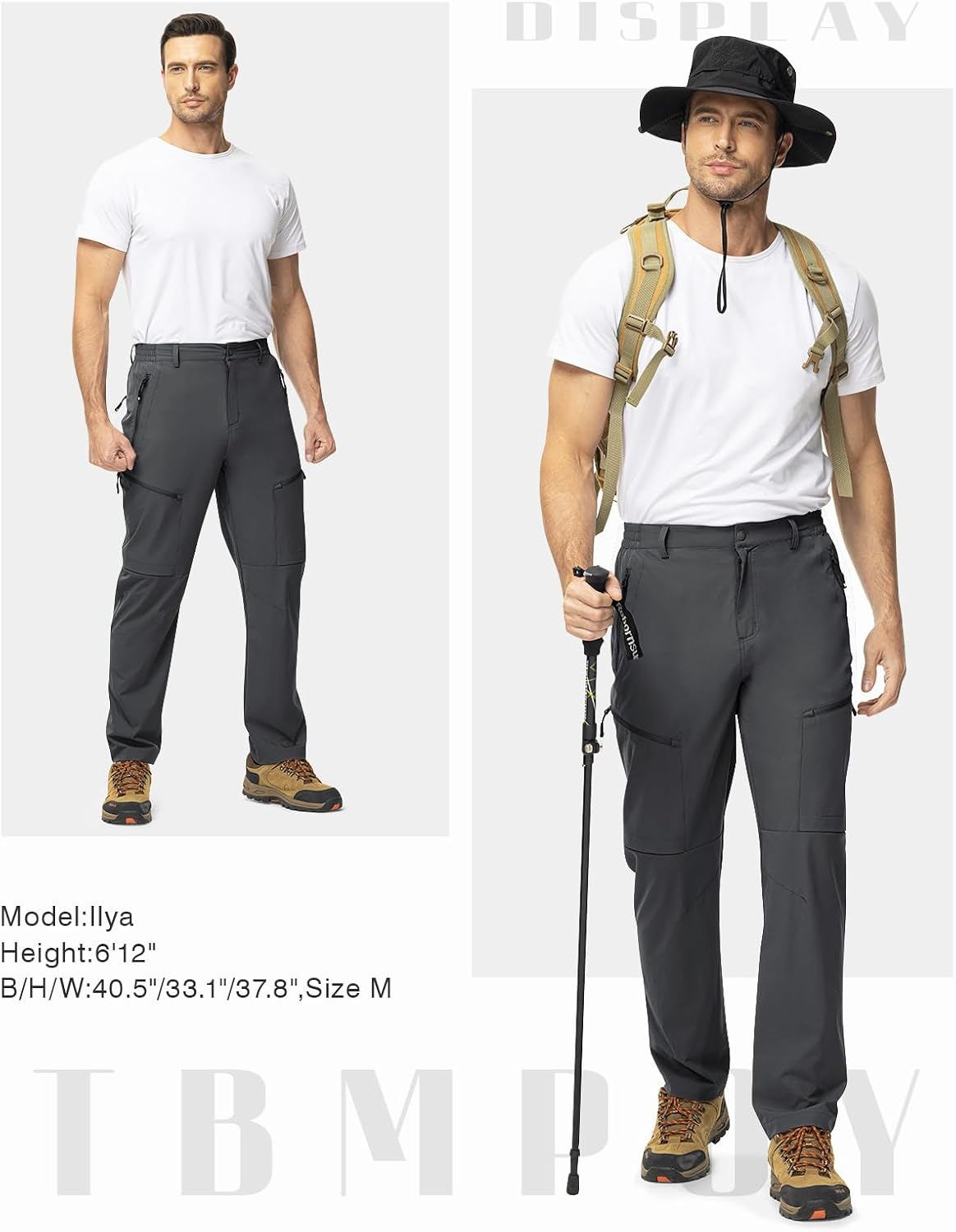 TBMPOY Mens Hiking Pants Lightweight Water Resistant Travel Outdoor Fishing