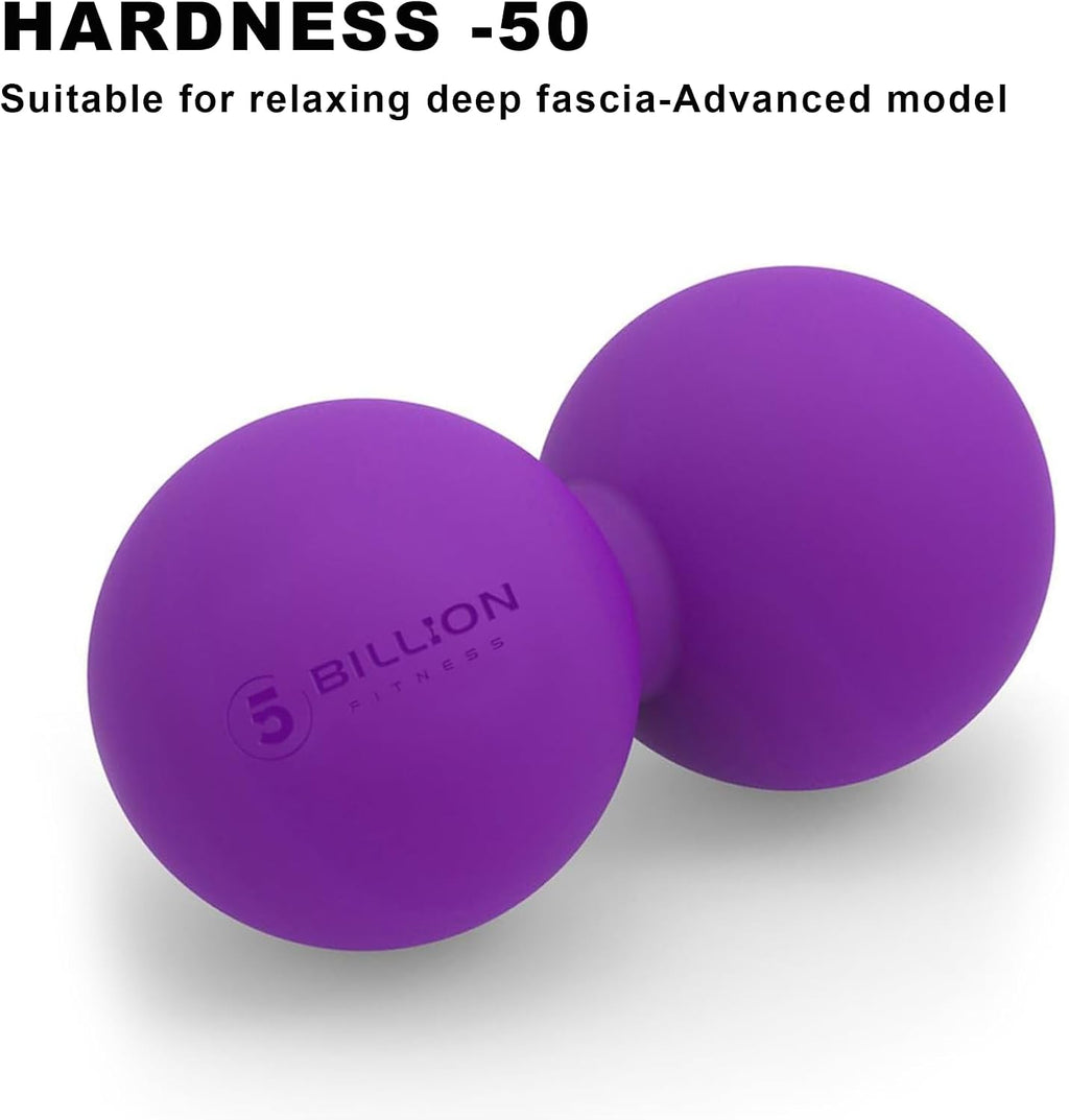 5BILLION FITNESS Peanut Massage Ball,Double Lacrosse Ball and Mobility Massage Ball for Physical Therapy - Deep Tissue Massage Tool for Myofascial Release, Muscle Relaxer, Acupoint Massage (Purple)