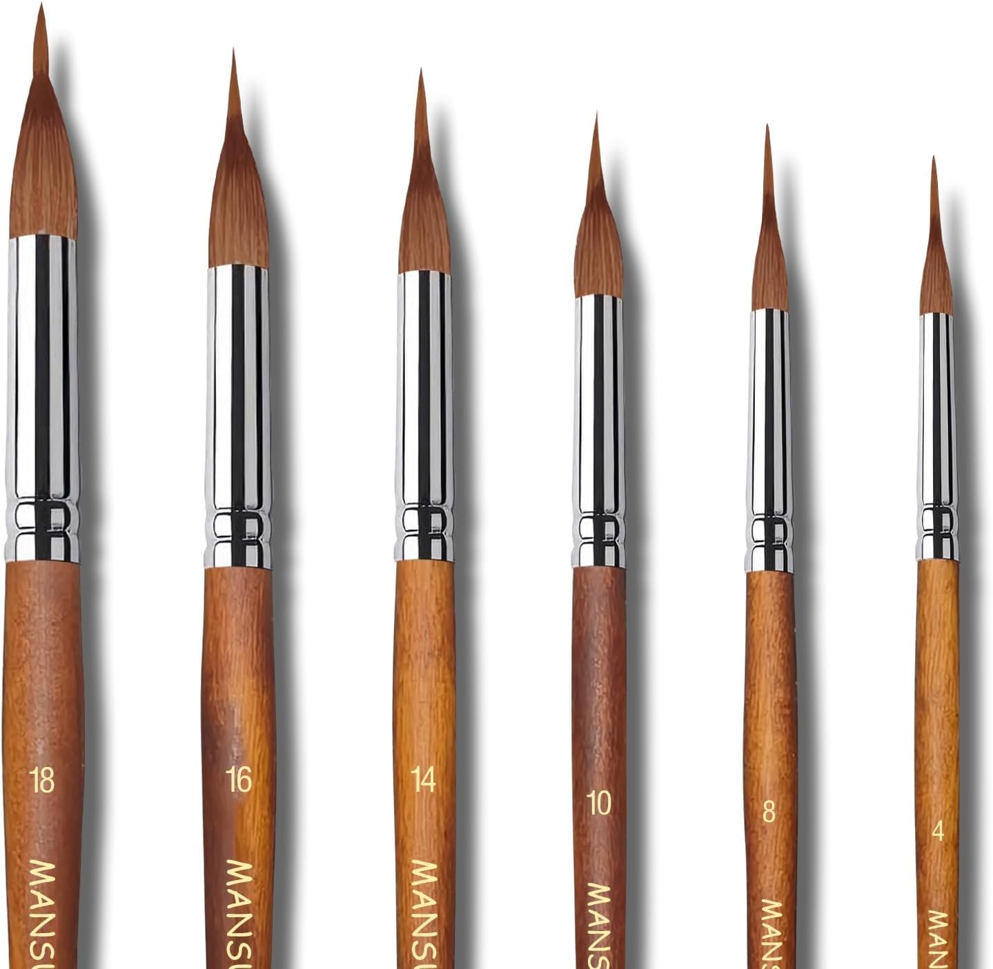 Watercolor Brushes Set,6Pcs Extended Needle Point Brushes Synthetic Extra Long Pinhead Brush with Sable Body Continuous Painting for Watercolor Acrylic Gouache Inks Painting