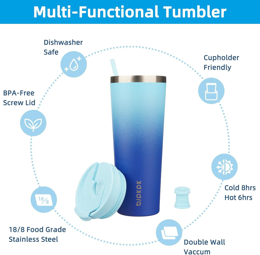 BJPKPK 26 oz Coffee Tumbler with Straw, Insulated Stainless Steel Cup