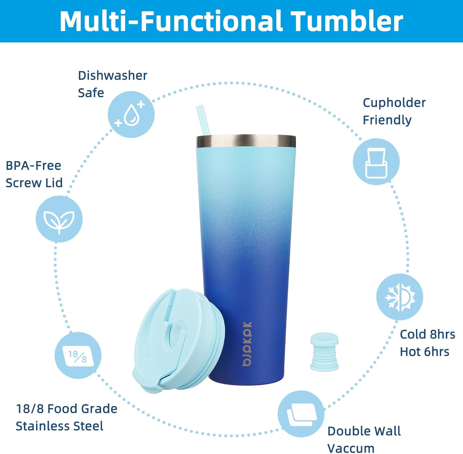 BJPKPK 26 oz Coffee Tumbler with Straw, Insulated Stainless Steel Cup
