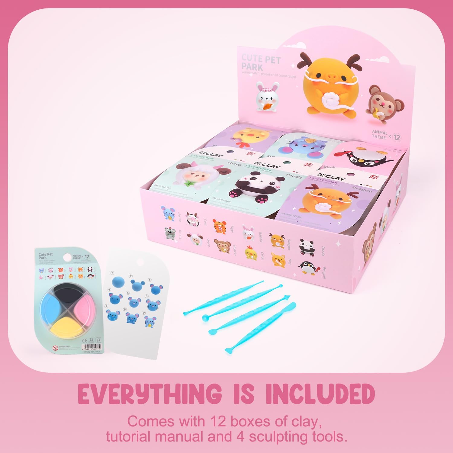 LOUFOR Air Dry Clay Kits for Kids, 12 Boxes